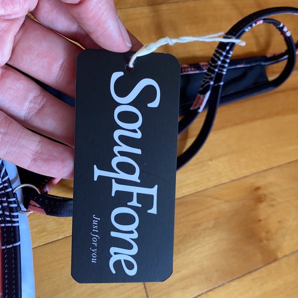 Hibiscus. 2 piece black base. Bathing suit. 2XL. - Picture 3 of 4